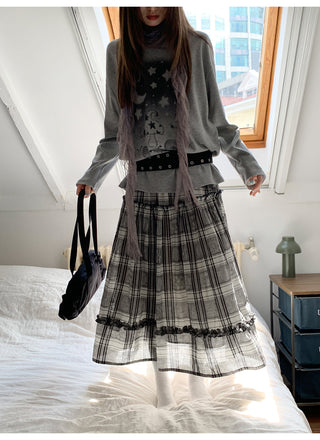 jacquard plaid skirt