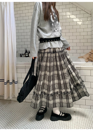 jacquard plaid skirt