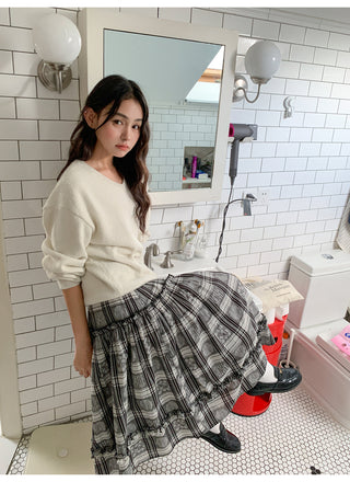 jacquard plaid skirt