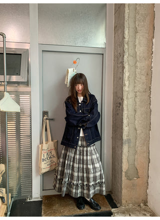 jacquard plaid skirt