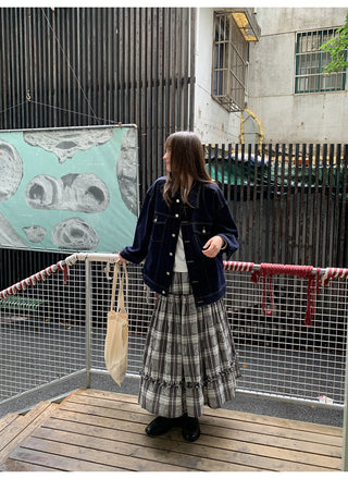 jacquard plaid skirt