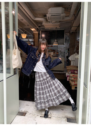 jacquard plaid skirt