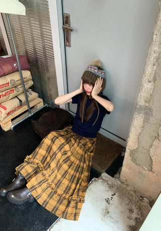 jacquard plaid skirt