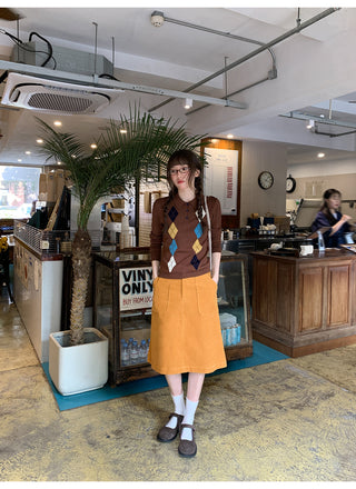pocket corduroy skirt