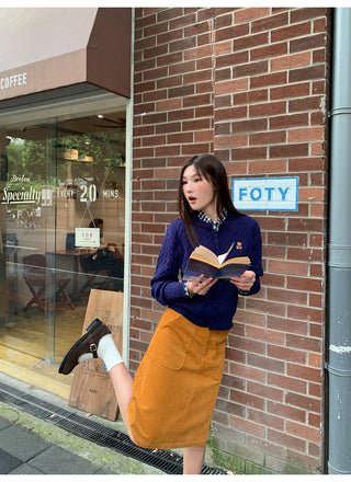 pocket corduroy skirt