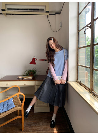 gradient pleated skirt