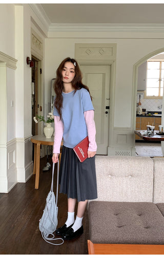 gradient pleated skirt