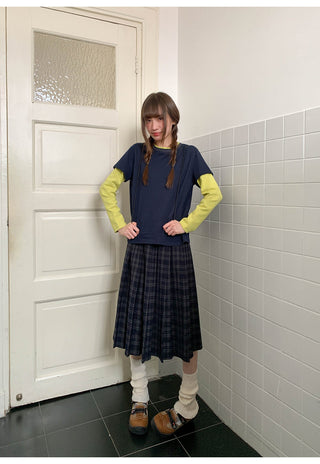 gradient pleated skirt