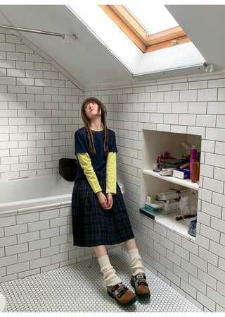 gradient pleated skirt