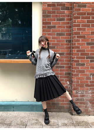 drawstring pleated skirt