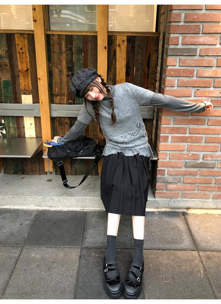 drawstring pleated skirt