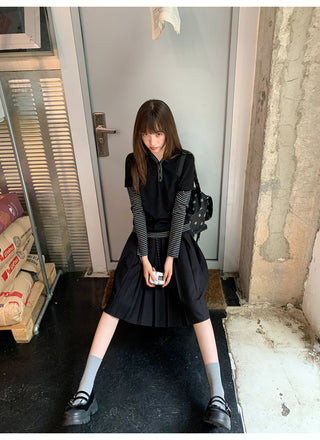 drawstring pleated skirt
