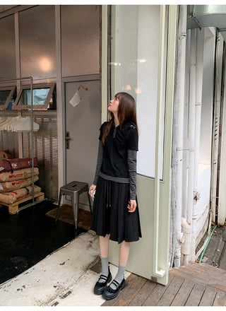drawstring pleated skirt