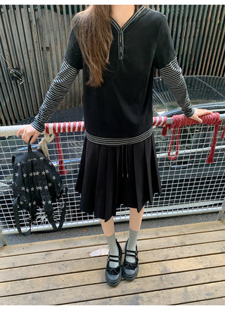drawstring pleated skirt