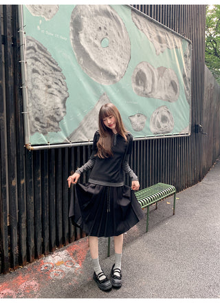 drawstring pleated skirt