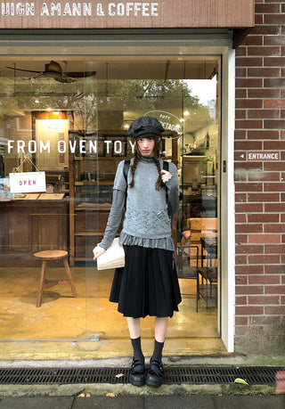drawstring pleated skirt