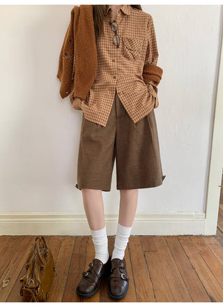 plaid brushed pants