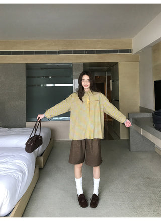 plaid brushed pants