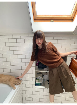 plaid brushed pants