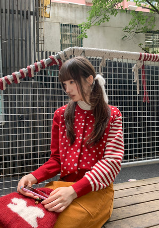 polka dot cardigan