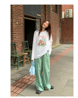 green plaid trousers