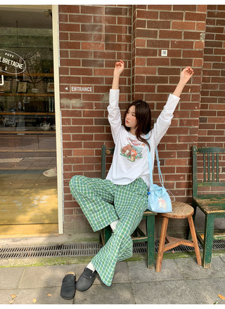 green plaid trousers