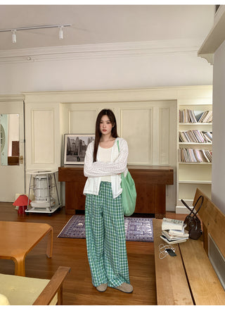 green plaid trousers