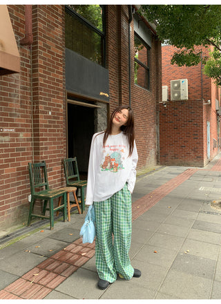 green plaid trousers