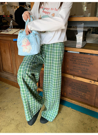 green plaid trousers