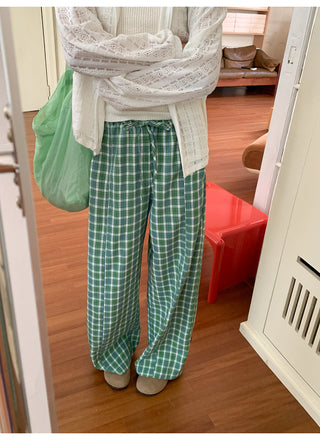 green plaid trousers