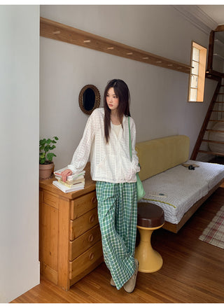green plaid trousers