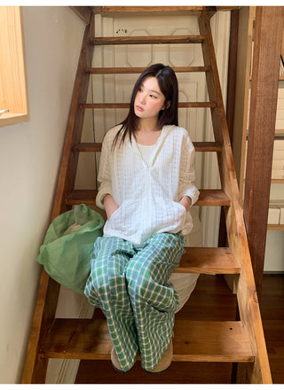 green plaid trousers