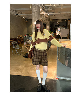 pleated plaid shorts