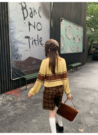 pleated plaid shorts