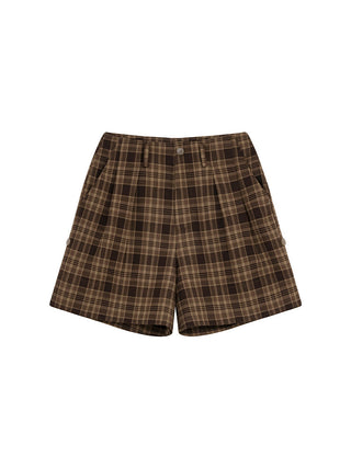 pleated plaid shorts