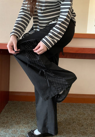 polka dot wide pants
