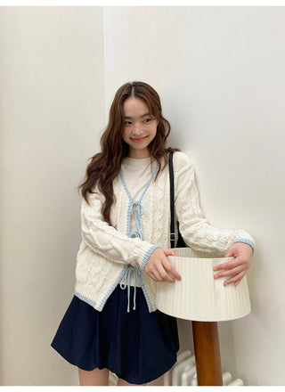 contrast lace cardigan