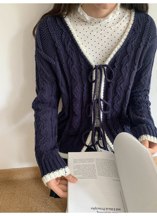 contrast lace cardigan