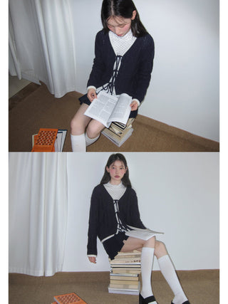 contrast lace cardigan