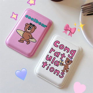 Cartoon Bear Wallet MagSafe Card Holder
