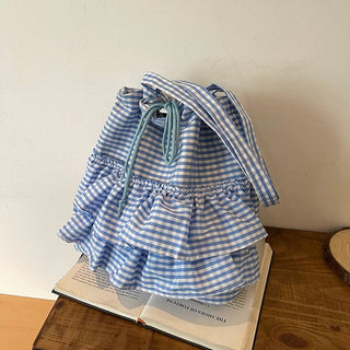 Ruffle Gingham Tote Bag
