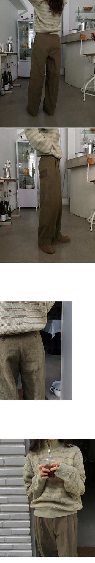 Wide cotton slacks with pleats