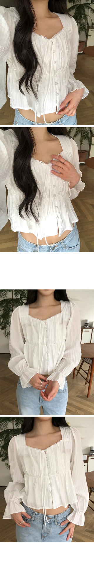Huo Strap Shirring Blouse