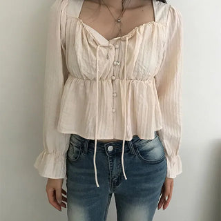 Huo Strap Shirring Blouse