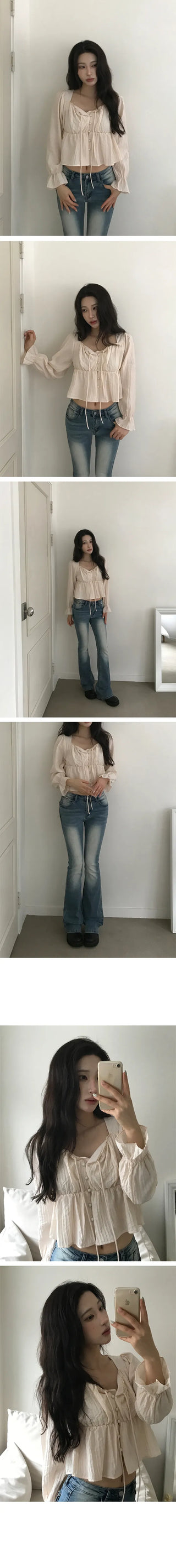Huo Strap Shirring Blouse