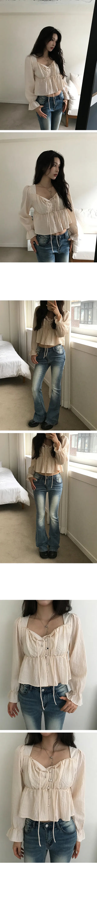 Huo Strap Shirring Blouse
