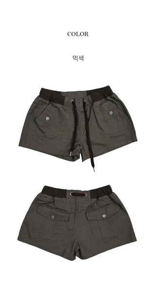 Poco Vintage Washed Elastic Waist Shorts