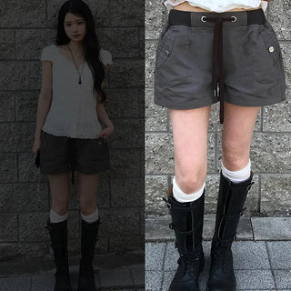 Poco Vintage Washed Elastic Waist Shorts