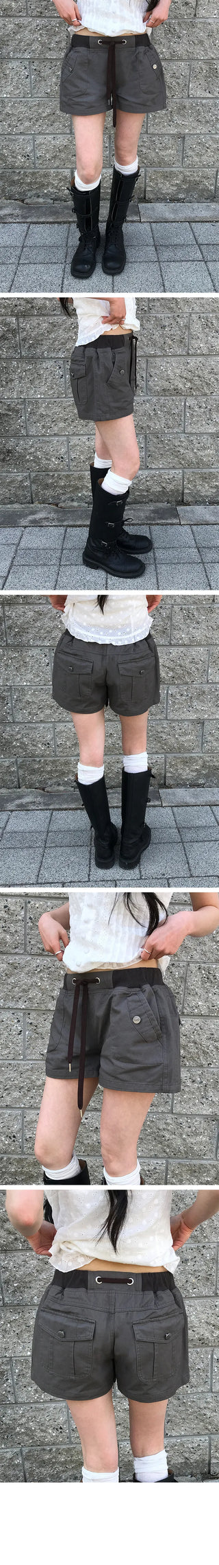 Poco Vintage Washed Elastic Waist Shorts