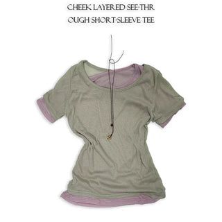 Cheek Layered See-through Short Sleeve T-shirt